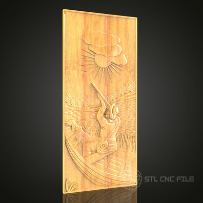 Ancient Warrior in Boat Relief STL Model for CNC Router - Artcam, Aspire Compatible, Mythical Wood Carving