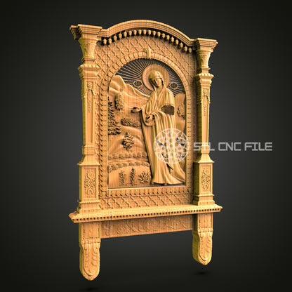 Saintly Icon Wooden Panel CNC STL File - 3D Printable Religious Artwork, Artcam, Aspire - Church Decor