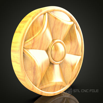 Geometric Shield Design STL File for CNC, 3D Router Model, Artcam Aspire, Wooden Plaque, Circular Wall Art