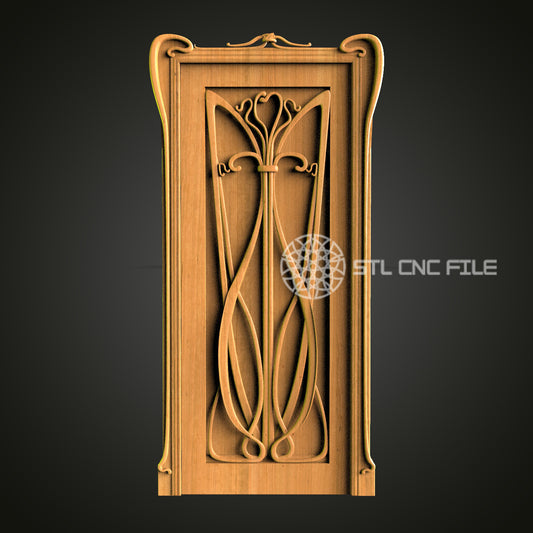 Art Nouveau Decorative Panel STL File - CNC Router and 3D Printer Ready - Elegant Home Decor and Art Installation Design