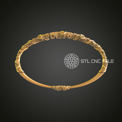 Floral Tiara CNC Engraved Decor - Elegant Wooden Jewelry, STL Model Carving
