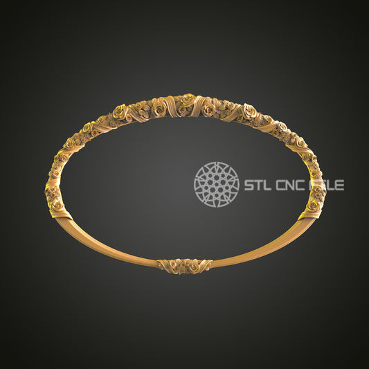 Floral Tiara CNC Engraved Decor - Elegant Wooden Jewelry, STL Model Carving