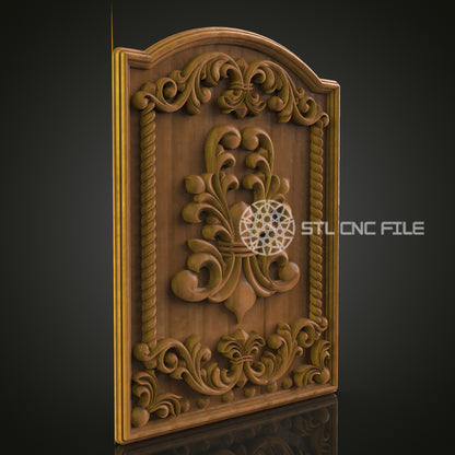Elegant 3D Carved Ornate Panel STL File for CNC and 3D Printing - Decorative Relief Art, Wall Decor, Digital Download