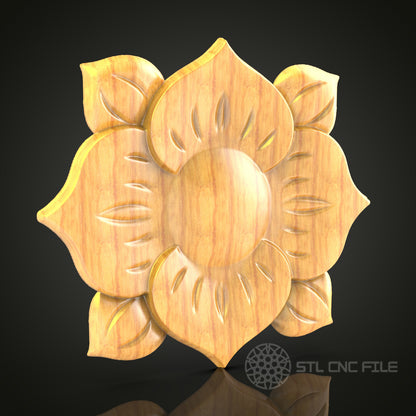 Sunburst Floral Motif STL File – Elegant CNC Router Design for Artcam & Aspire, Ideal for Home Decor
