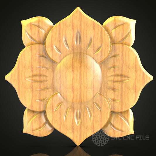 Sunburst Floral Motif STL File – Elegant CNC Router Design for Artcam & Aspire, Ideal for Home Decor