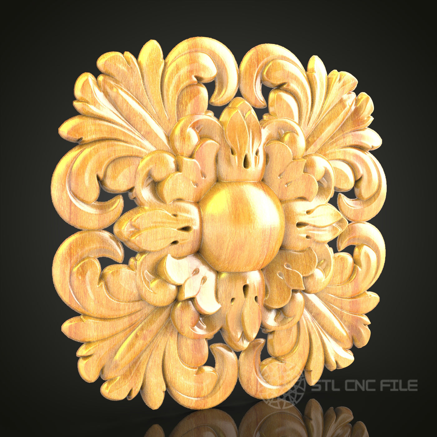 Circular Floral Medallion STL Model for CNC Router, Compatible with Artcam, Aspire - Luxurious Wood Wall Decor