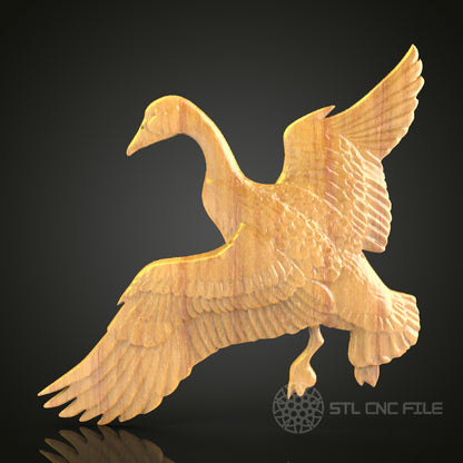 Graceful Goose STL Model for CNC Routers - Ideal for Wood or Metal Wall Art