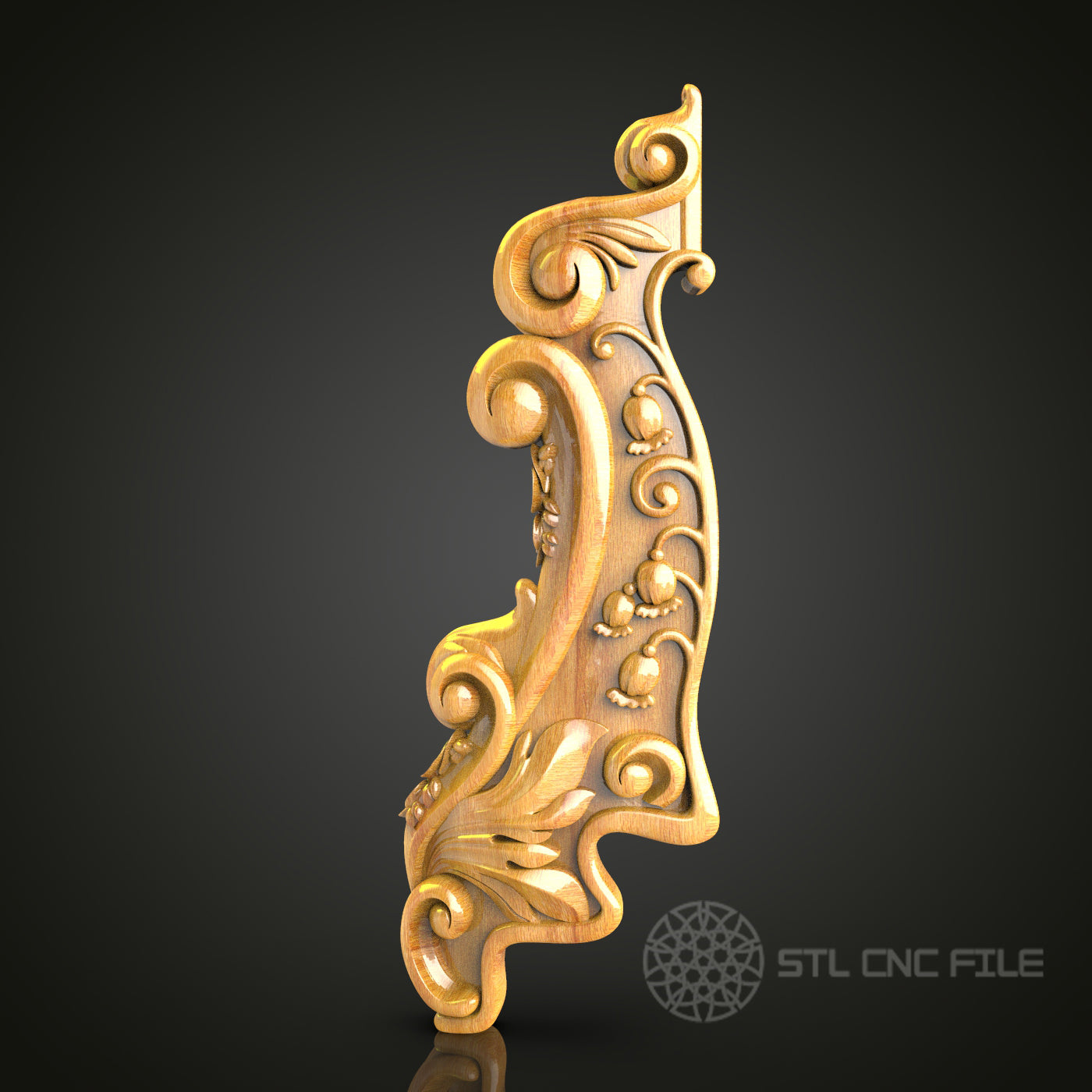 Elegant Swirl Flourish STL Model for CNC Router - Ideal for Artcam, Aspire, Detailed Wood Carving, Home Decor