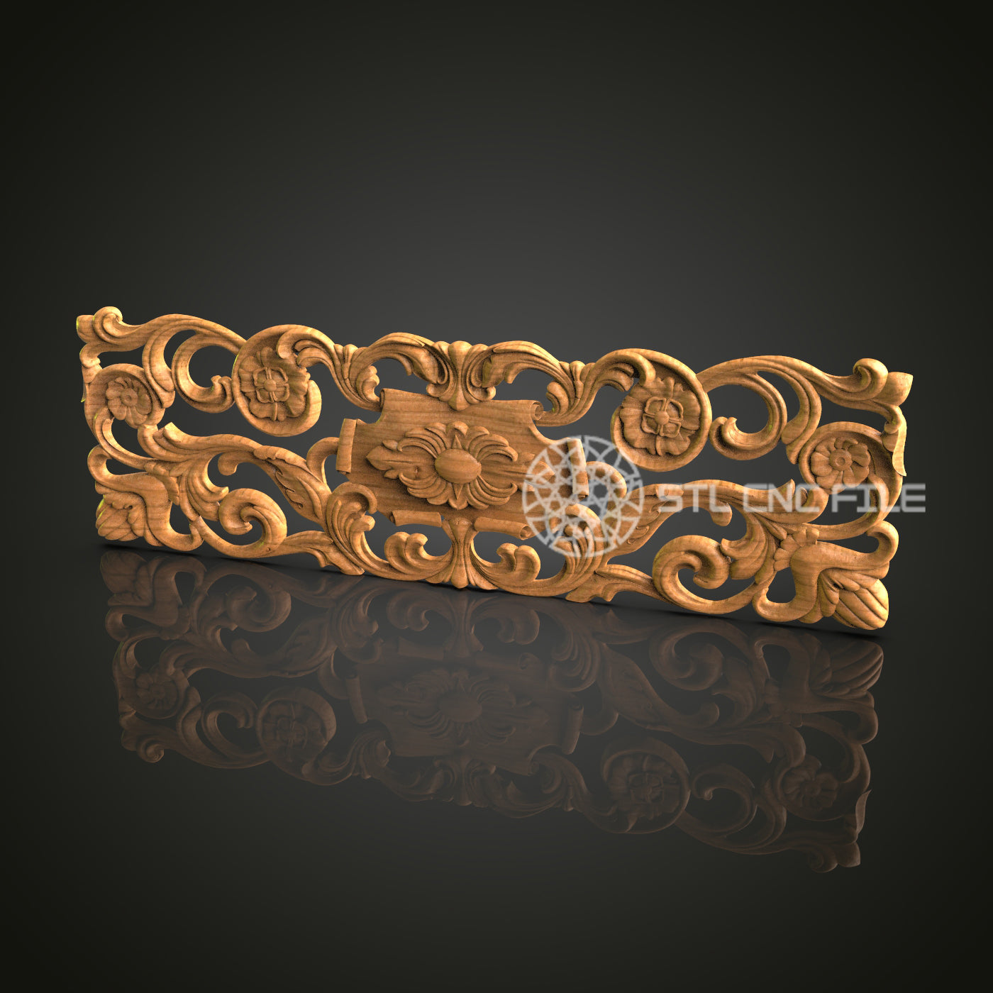 Ornate 3D Carved Decorative Panel STL File for CNC and 3D Printing - Elegant Relief Art, Wall Decor, Digital Download