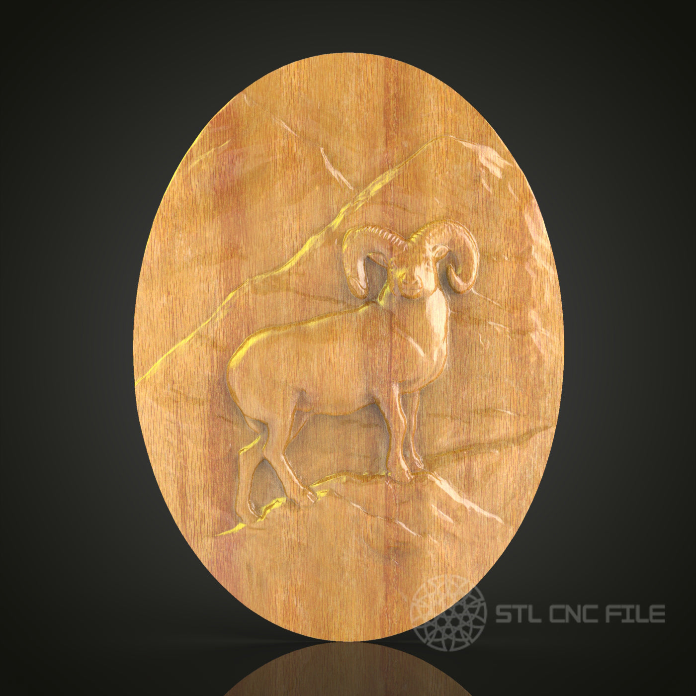 Mighty Ram in Mountain Scene CNC Carving STL File