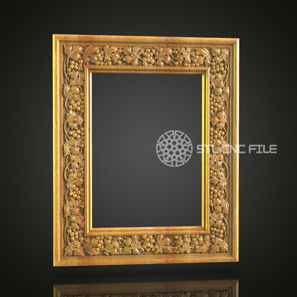 Botanical Square Mirror Frame STL File, Luxurious Floral CNC Router Artwork