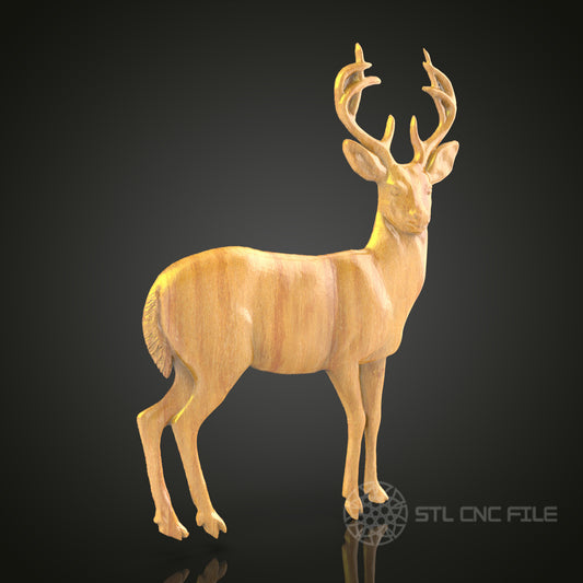 Serene Forest Deer – CNC Router STL Model for Elegant Wood Sculpture