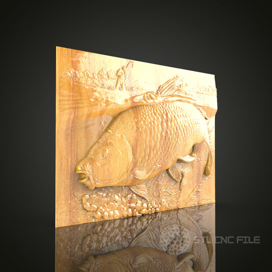 Realistic Fish 3D STL Model for CNC Router - Detailed Wood Wall Art, Digital CNC Files for Artcam, Aspire