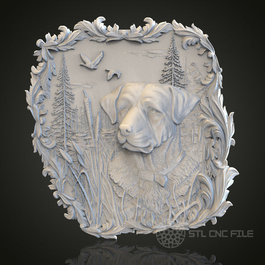 Hunting Dog Relief STL Model for CNC Router Engraver, Artcam, Aspire, Wood, Wall Decor