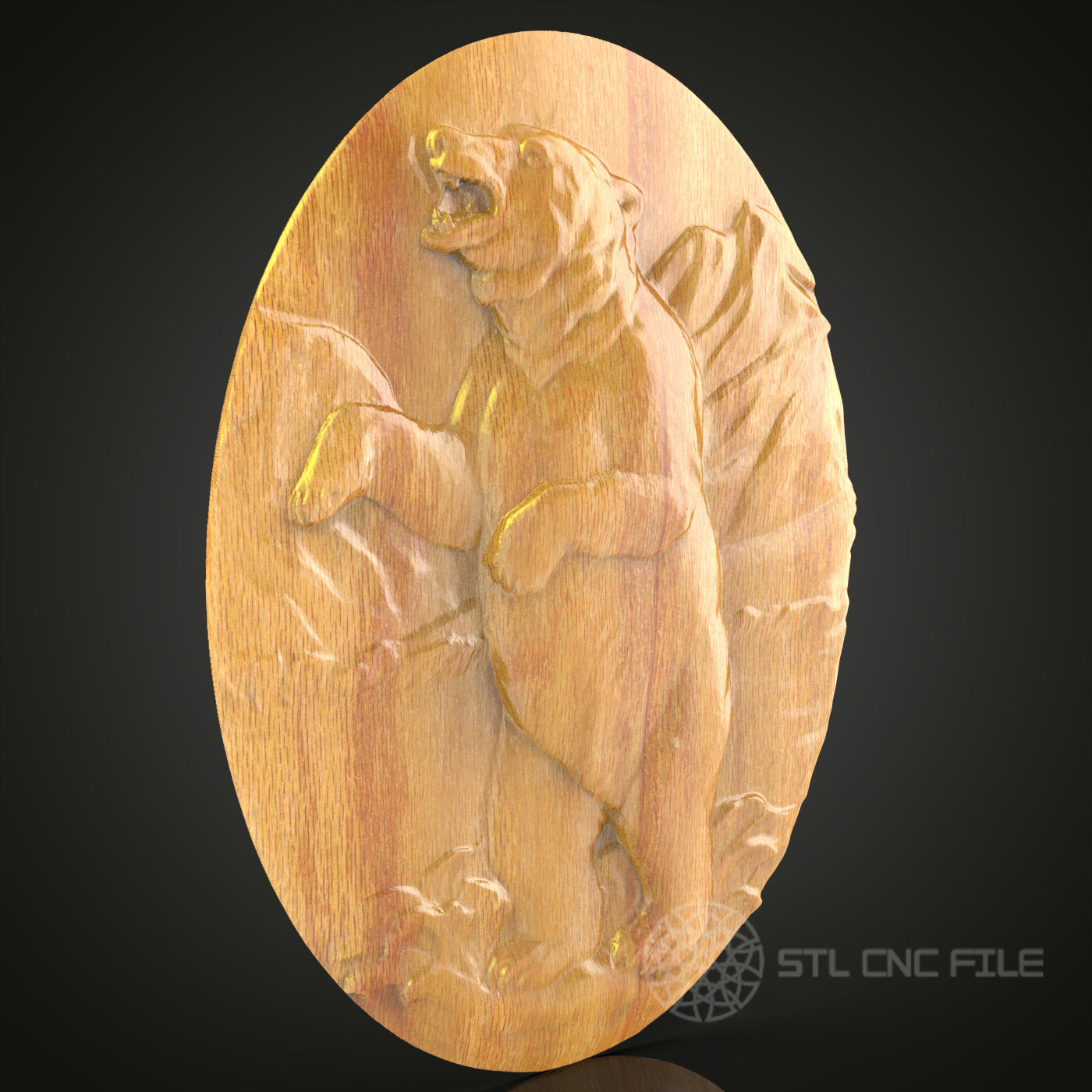Fierce Bear Roaring Wood Carving STL File for CNC Router