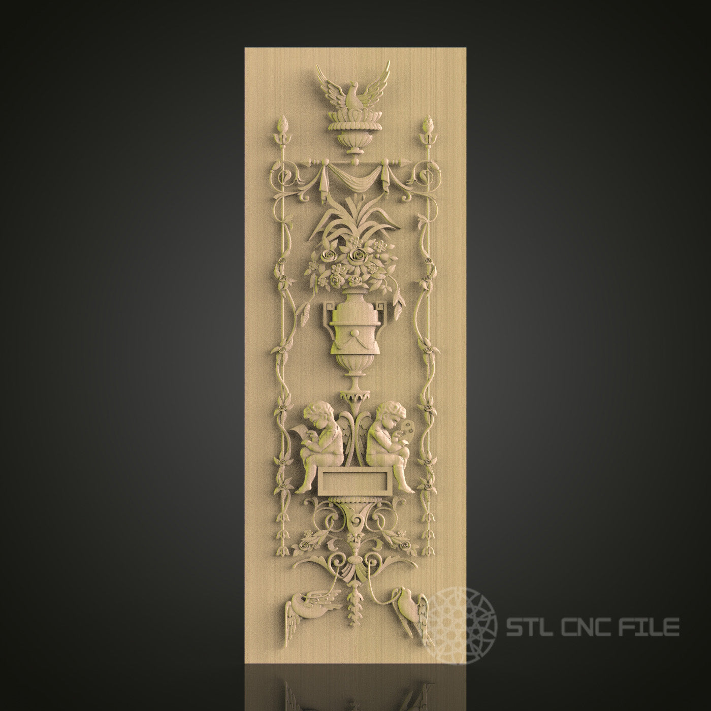 Elegant CNC Engraved Ornamental Wood Panel - STL Model for 3D Printer & CNC Router