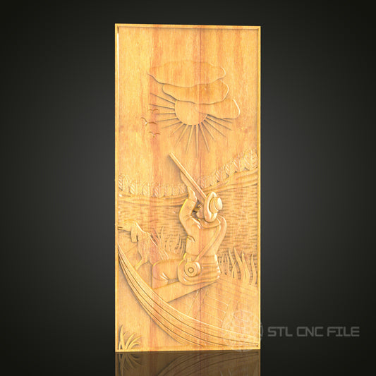 Ancient Warrior in Boat Relief STL Model for CNC Router - Artcam, Aspire Compatible, Mythical Wood Carving