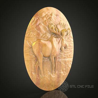 Majestic Elk in Forest Clearing CNC Carving STL File