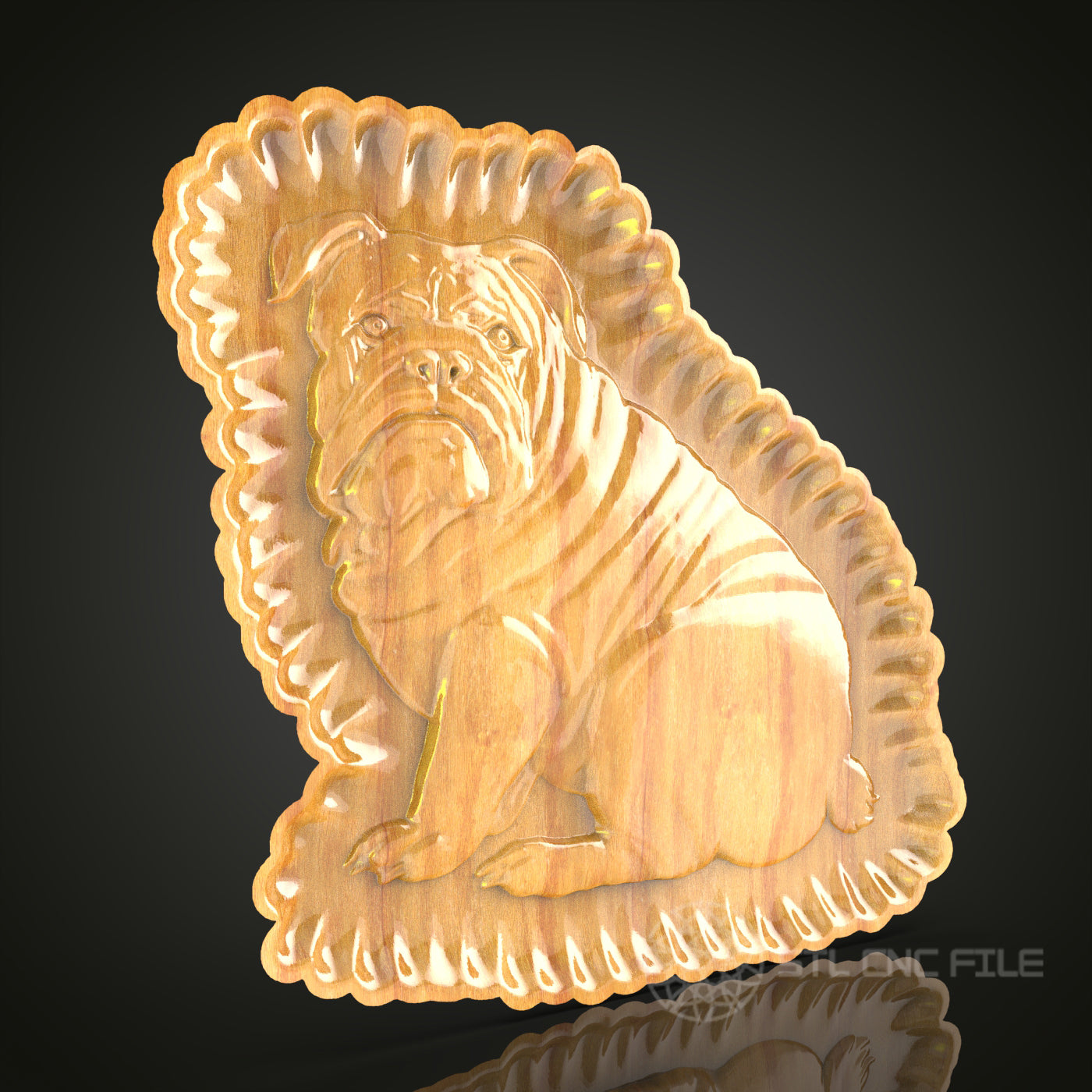 Bulldog Portrait 3D STL Model for CNC Router - Decorative Wood Wall Art, CNC Files for Artcam, Aspire