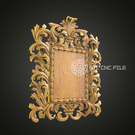 Baroque Style CNC Engraved Frame - Luxurious Wood Carving, Ornamental Decor Art