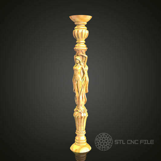 Classical Figure Column STL Model for CNC Router - Perfect for Artcam, Aspire, Sculptural Woodwork