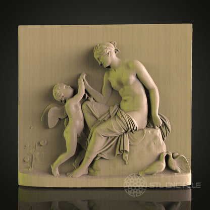 Classical Angel and Woman Relief STL Model for CNC Router, Aspire, Artcam, 3D Printer, Wall Decor, Wood Art