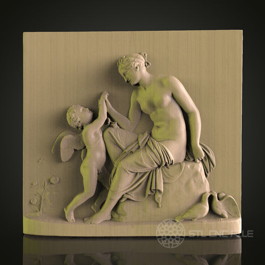 Classical Angel and Woman Relief STL Model for CNC Router, Aspire, Artcam, 3D Printer, Wall Decor, Wood Art
