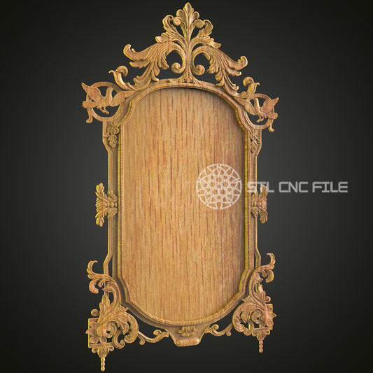 Rococo Style CNC Engraved Frame - Luxurious Wood Carving, Ornate Mirror Frame