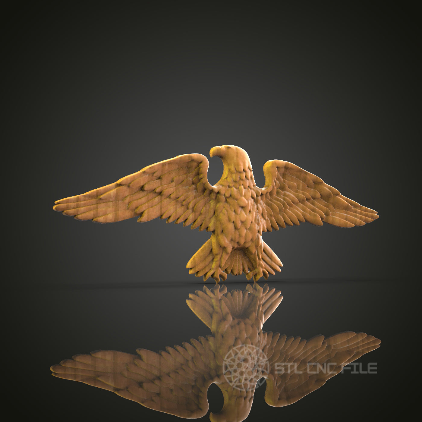 Eagle with Wings Spread Relief - STL Model for CNC Router Engraver - Artcam, Aspire Compatible - Wood Art, Wall Decor, 3D Printer Ready