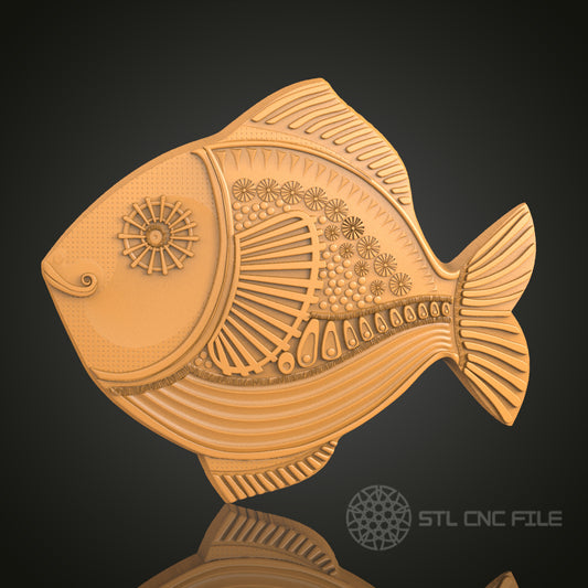 Intricate Fish Relief - STL Model for CNC Router and 3D Printing - Compatible with Artcam, Aspire