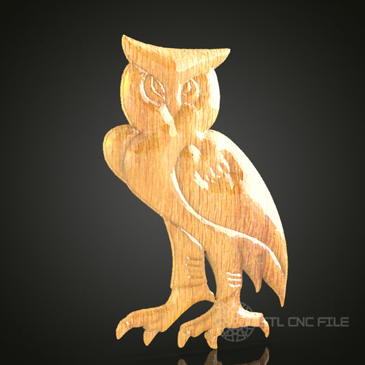 Mystic Owl 3D STL Model for CNC Router - Enchanting Wood Wall Art, CNC Files for Artcam, Aspire
