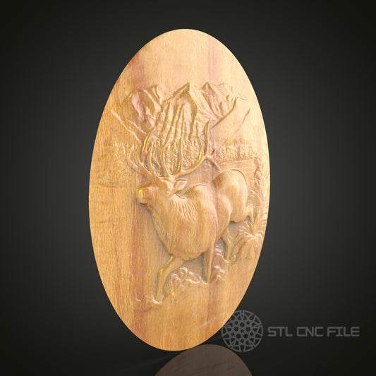 Stunning Elk Duo in Wilderness CNC Carving STL File