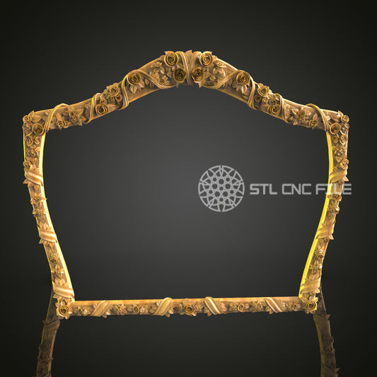 Romantic Rose CNC Engraved Frame - Vintage Style Wood Carving, Decorative Floral Frame