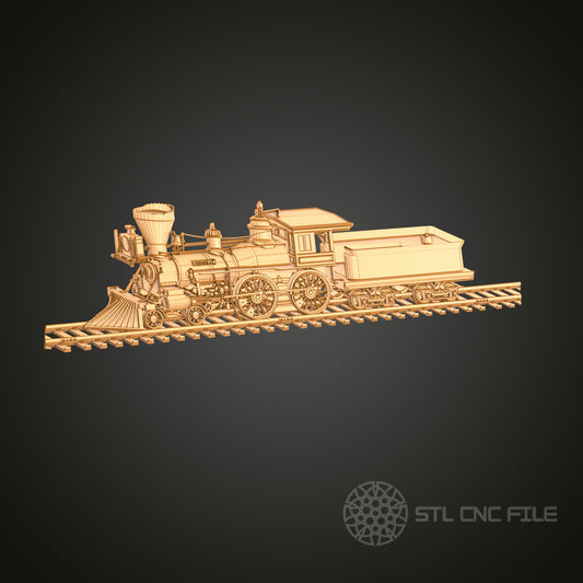 Vintage Train 3D STL Model, CNC Router Engraver Artcam Aspire, Wood Art Wall Decor, 3D Printer Ready, PDF with STL Link