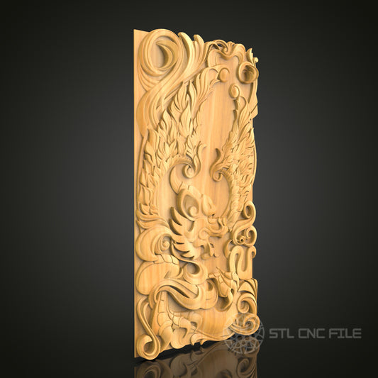 Elegant Wood Carving STL Model for CNC Routers - Artcam, Aspire Compatible, Wall Decor, 3D Printer Ready
