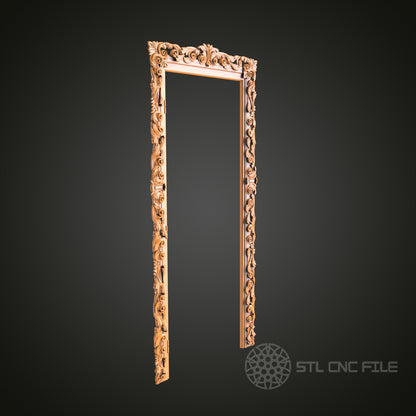Ornate Vertical Decorative Frame STL Model for CNC Router Engraver, 3D Printer, Door Frame, Wall Art