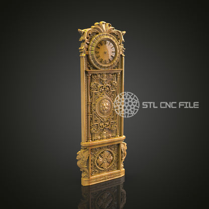 Vintage Grandfather Clock CNC Model, ArtcamAspire STL, Elegant Wall Decor