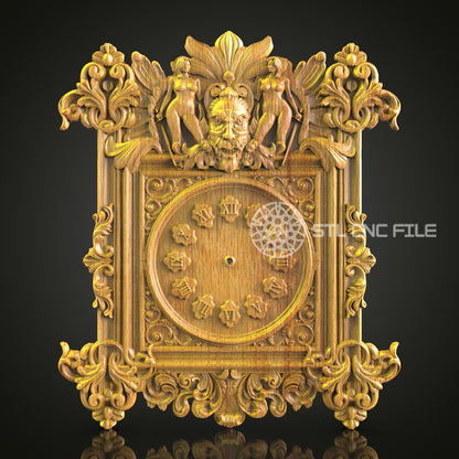 Gothic Lion 3D STL Clock Model - Intricate CNC Carving File, Wood Wall Art, Artcam & Aspire, Grand Home Decor, CNC Router Project