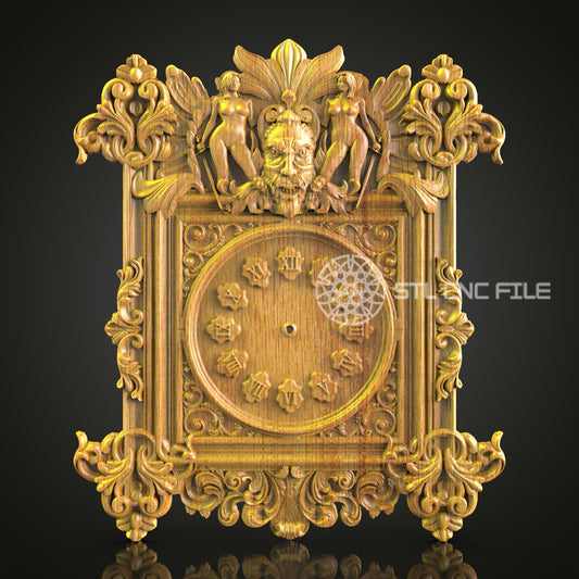 Gothic Lion 3D STL Clock Model - Intricate CNC Carving File, Wood Wall Art, Artcam & Aspire, Grand Home Decor, CNC Router Project