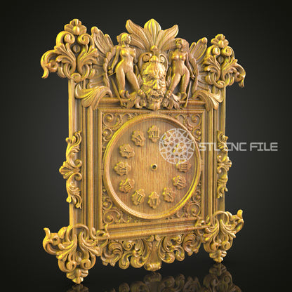 Gothic Lion 3D STL Clock Model - Intricate CNC Carving File, Wood Wall Art, Artcam & Aspire, Grand Home Decor, CNC Router Project