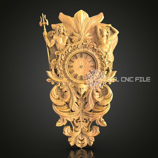 Neoclassical Nymphs 3D STL Clock Model - CNC Router Art, Mythical Figures, Elegant Wall Decor, Artcam and Aspire Files