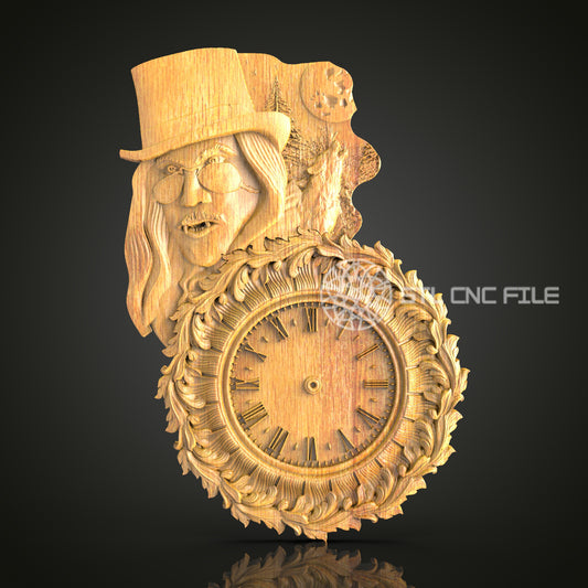 Mystical Woodsman 3D STL Clock Model - Enchanted Forest Theme, CNC Carving Design, Artcam & Aspire, Whimsical Wall Art, Woodworking File