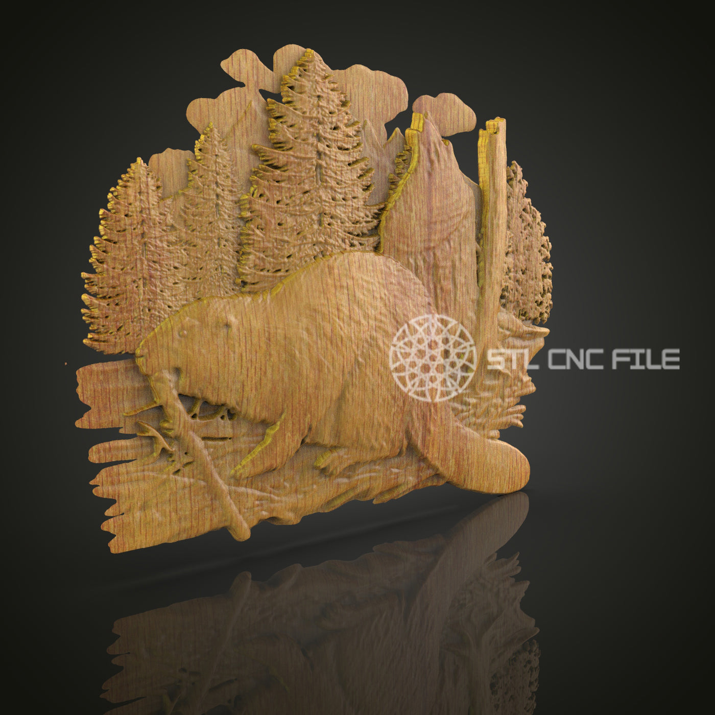 Busy Beaver in Forest 3D STL Model, Perfect for CNC Routers, Artcam & Aspire, Woodland Wall Art for Nature Lovers