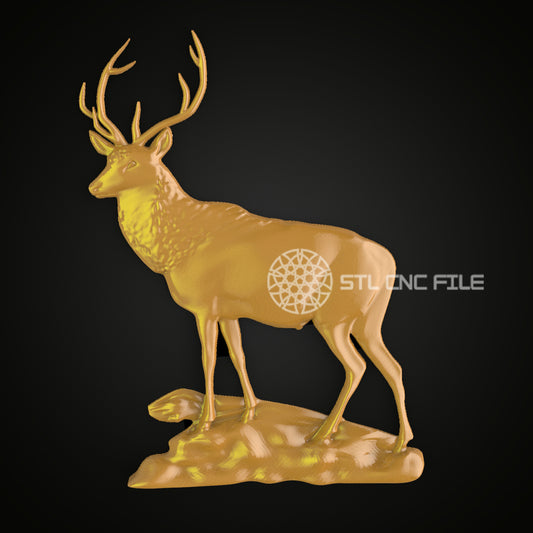 Majestic Standing Deer STL Model for CNC, Ideal for Artcam & Aspire – Wood Art Wall Decor CNC Files