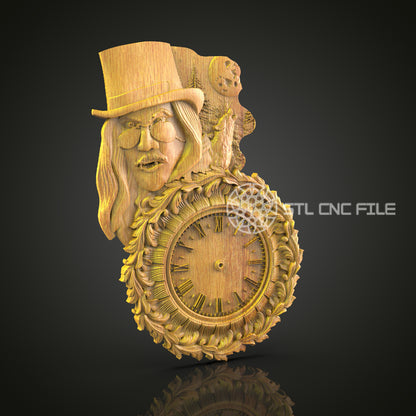 Mystical Woodsman 3D STL Clock Model - Enchanted Forest Theme, CNC Carving Design, Artcam & Aspire, Whimsical Wall Art, Woodworking File