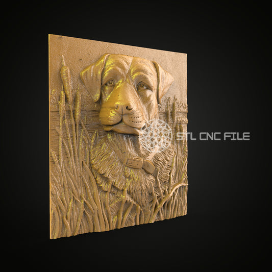 Faithful Retriever in the Reeds 3D STL Model for CNC Routers, Artcam & Aspire