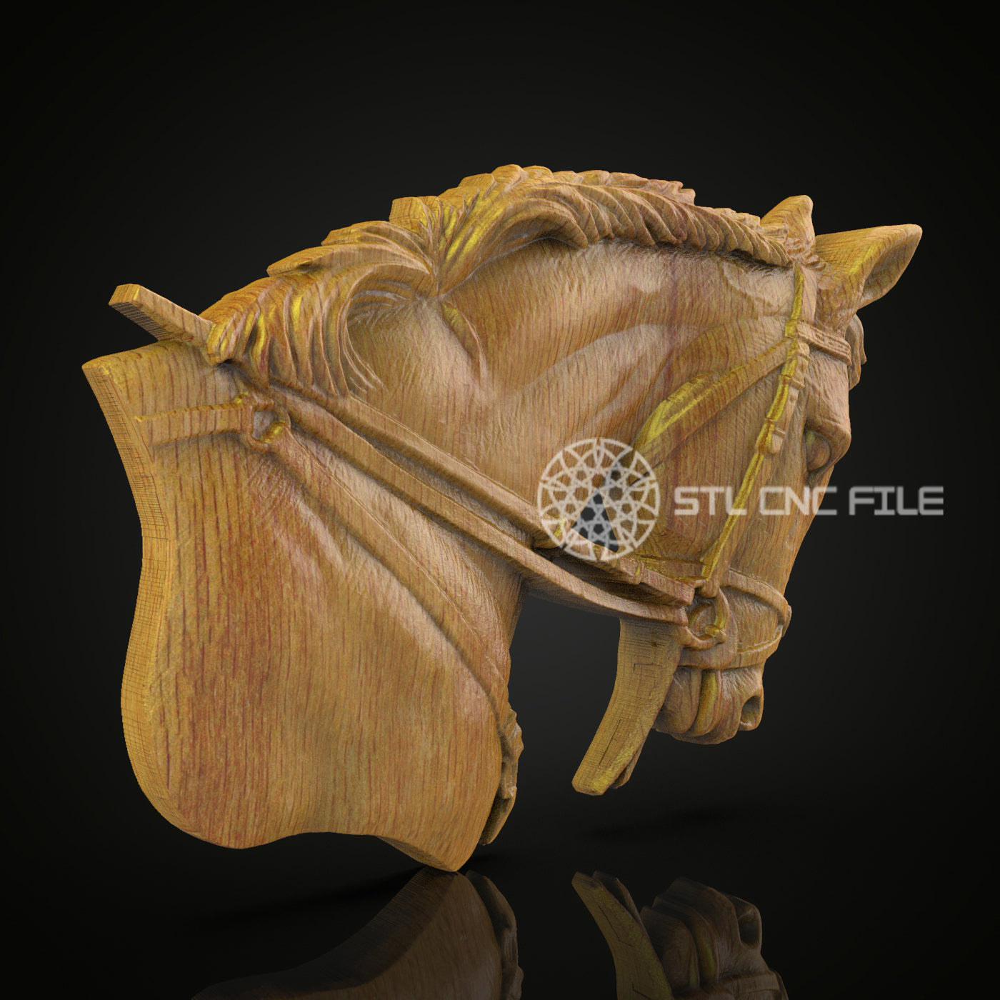 Exquisite Horse Head Carving - STL Model for CNC Router, Wood Engraving with ArtcamAspire, Equine Wall Art, CNC Woodcraft