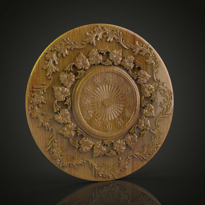 Floral Elegance Clock STL Model, CNC Router File for Ornate Wall Art, Compatible with Artcam and Aspire, Intricate Wood Carving Decor Design