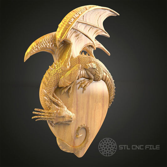Dramatic Dragon Skull - 3D STL Model for CNC, Gothic Fantasy Engraving, Artcam Aspire Files, Wood Carving Wall Decor, Mythical CNC Artwork