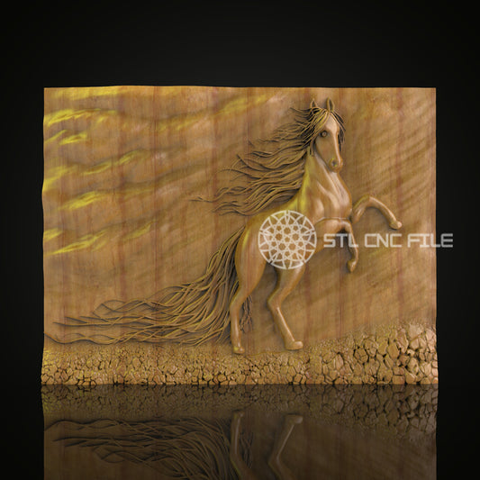 Majestic Horse 3D Relief - STL Model for CNC Router, Wood Engraving with Artcam, Aspire, CNC Files, Wood Art, Wall Decor, Equestrian